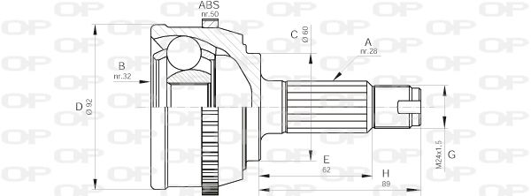 OPEN PARTS Шарнирный комплект, приводной вал CVJ5278.10